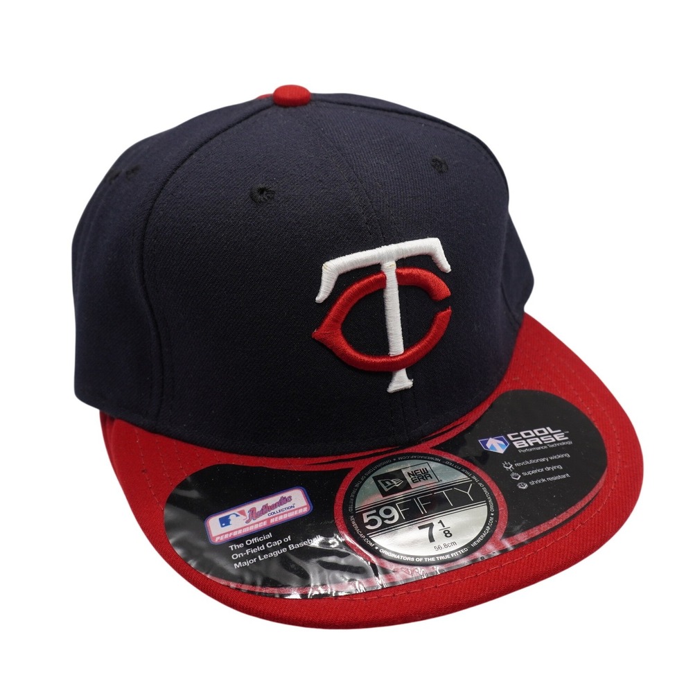 New Era 59FIFTY MLB Minnesota Twins Men 7 1/8 Navy Red Authentic On-Field Hat
